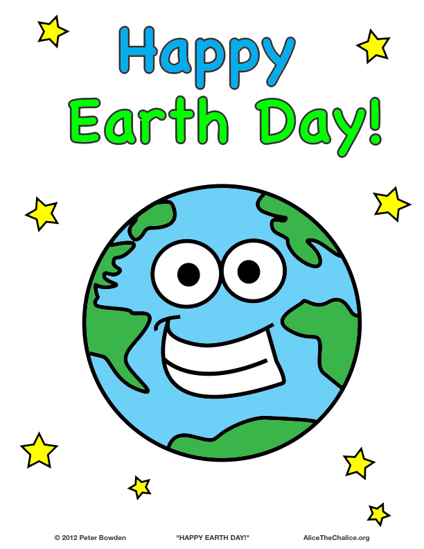 “Happy Earth Day!” coloring page – Alice the Chalice